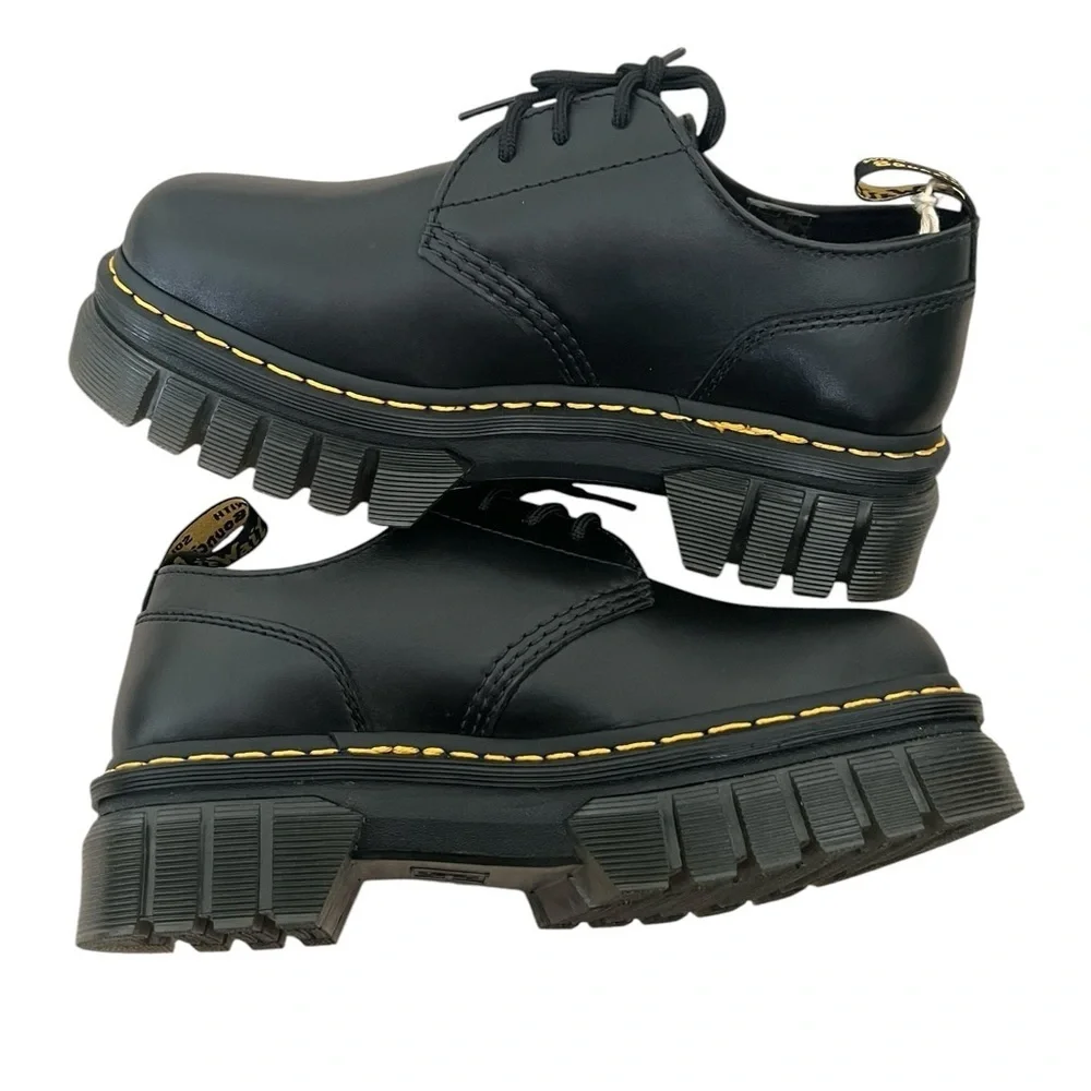 Dr Martens Black Audrick Nappa Leather Platform Shoes NWT US 9